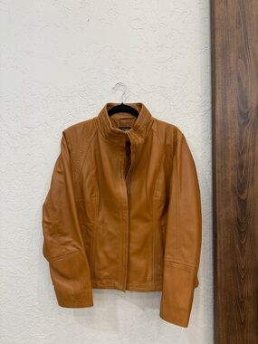 Quince Chestnut Brown Leather Jacket - Zip Front
